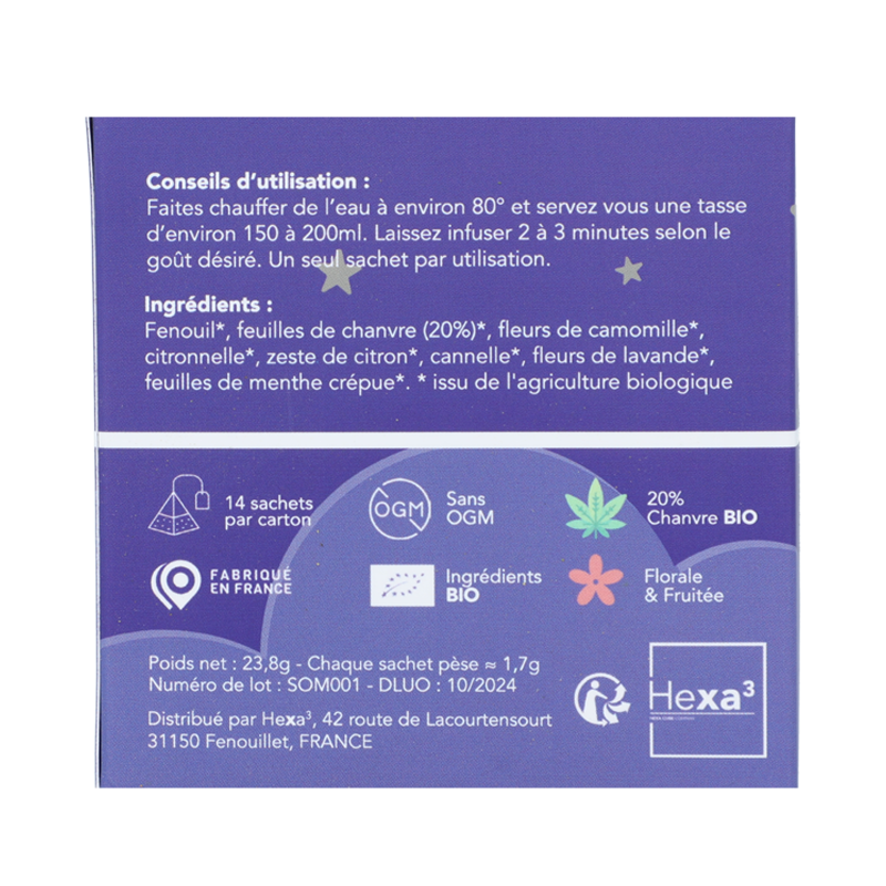 Infusion de CBD Sommeil en sachet - Hexa3