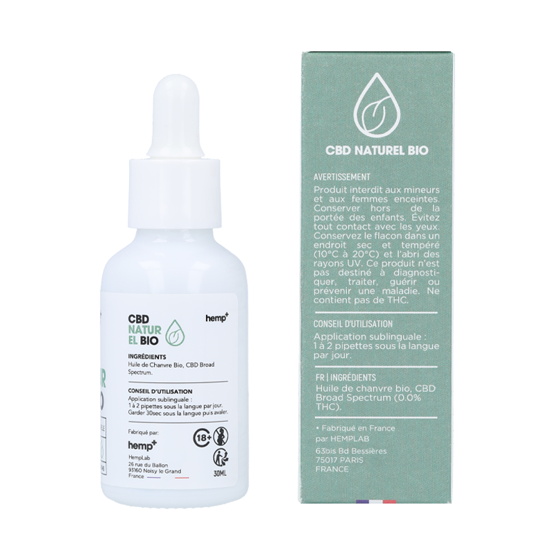 Huile CBD Naturel 30 ml - Hemp+