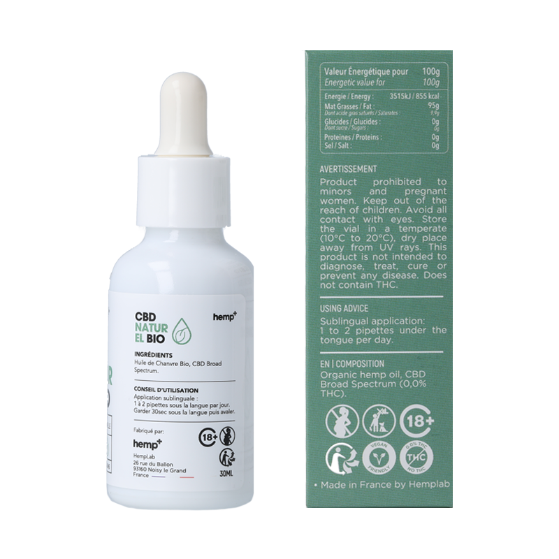 Huile CBD Naturel 30 ml - Hemp+