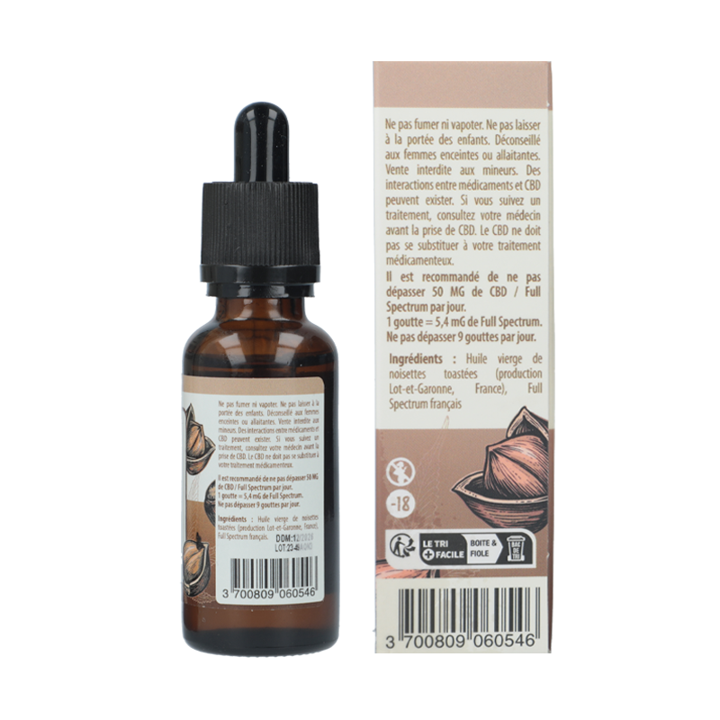 Huile CBD Full Spectrum Noisette Toastée 30 ml - Greeneo