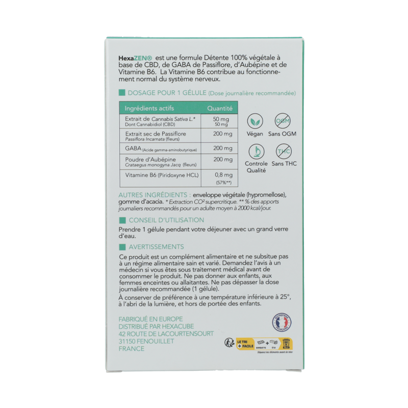 Capsules CBD Détente - Hexa3