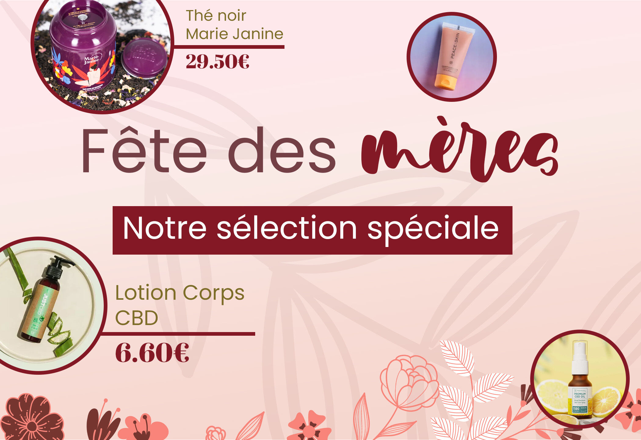 selección de productos de CBD para el Día de la Madre