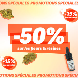 -50% sur les fleurs & résines & -15% sur les huiles